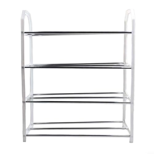 Space-Saving Metal Shoe Rack for Entryway, Vertical Shoe Storage Cabinet with Sturdy Construction for Apartment Closet, Quick Assembly, Black(White) - color: White