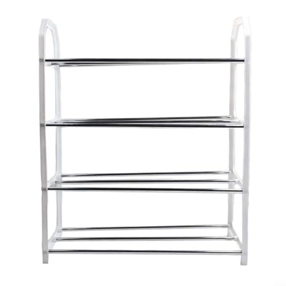 Space-Saving Metal Shoe Rack for Entryway, Vertical Shoe Storage Cabinet with Sturdy Construction for Apartment Closet, Quick Assembly, Black(White) - color: White