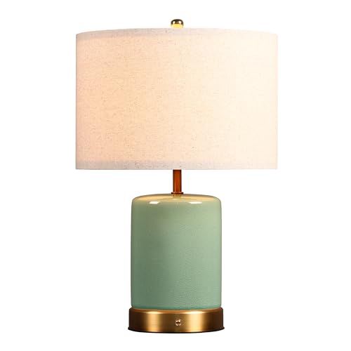 O’Bright Dune - Battery Powered Table Lamp, Rechargeable Cordless Ceramic Lamp, Full-Size 19.5 Inch Height, Dimmable, Smart Safety Protection, Type-C Fast Charging, LED Bulb Included, Sage Green - color: Sage Green, size: 19.5-inch
