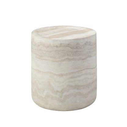 Round Faux Marble Coffee Table, Modern Drum Design, Circle FiberglassCoffee Table, End Table for Living Room, Apartment, No Assembly Required (15.74'' Mars Pattern) - color: 15.74'' Mars Pattern