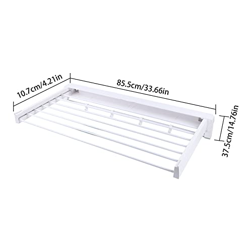 Gdrasuya10 Clothes Drying Racks,Wall-Mounted Retractable Clothes Hanger for Laundry Dryer Room,Rod Laundry Clothes Storage Drying Rack Folding Retractable Dryer Hanger White