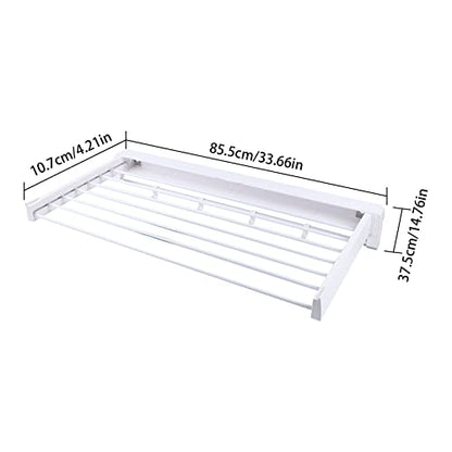 Gdrasuya10 Clothes Drying Racks,Wall-Mounted Retractable Clothes Hanger for Laundry Dryer Room,Rod Laundry Clothes Storage Drying Rack Folding Retractable Dryer Hanger White