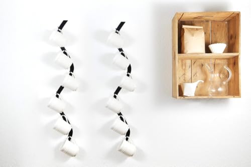 Coffee Mug Wall Rack - Metal Mug Racks for Wall - Unique S Curve Design - Coffee Cup Hanging Holder - Teacup and Mason Jar Hanger Display Holder - style: Curved