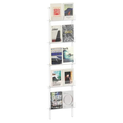 5-Tier Narrow Acrylic Bookshelf, 3.9" D x 15.8" W, Space-Saving Slim Storage Book Shelf for Living Room, Bedroom, Office, Clear Bookcase, Modern, Easy Assembly