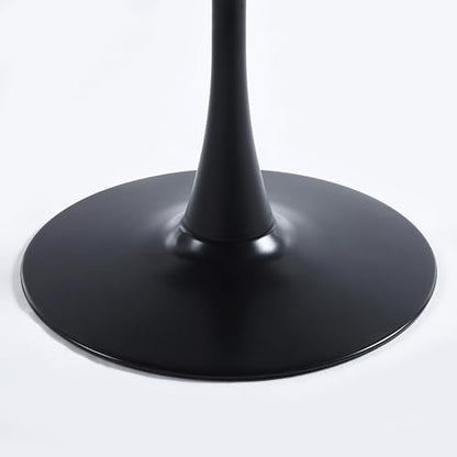31.5 Inch Round Tulip Dining Table, Dark Walnut MDF Top with Black Pedestal Base, Mid-Century Modern Kitchen Table for 2, Apartment and Breakfast Nook - color: Black and Dark Walnut