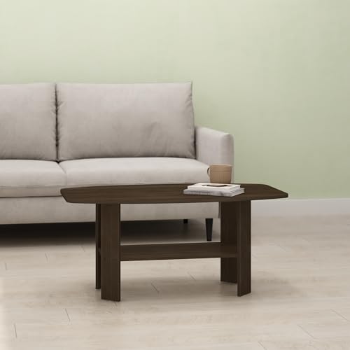 Gurney Coffee Table with Shelf for Living Room, Cocoa - color: Cocoa
