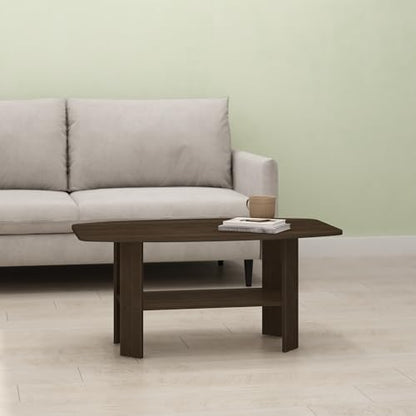 Gurney Coffee Table with Shelf for Living Room, Cocoa - color: Cocoa