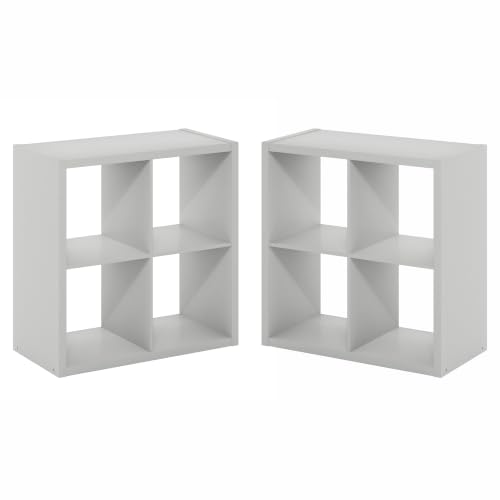 Furinno Cubicle Book Shelf Set of 2, 4-Cube Bookshelf, Light Grey | 14.6 x 30 x 30, 1.2" Thick Frame Bookcase with Reversible Open Back, for Living Room, Bedroom, Home Office - color: Light Grey, size: Set of 2, 4-Cube