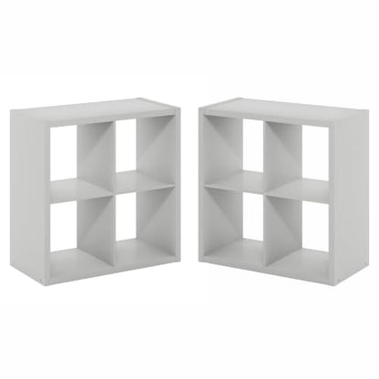 Furinno Cubicle Book Shelf Set of 2, 4-Cube Bookshelf, Light Grey | 14.6 x 30 x 30, 1.2" Thick Frame Bookcase with Reversible Open Back, for Living Room, Bedroom, Home Office - color: Light Grey, size: Set of 2, 4-Cube