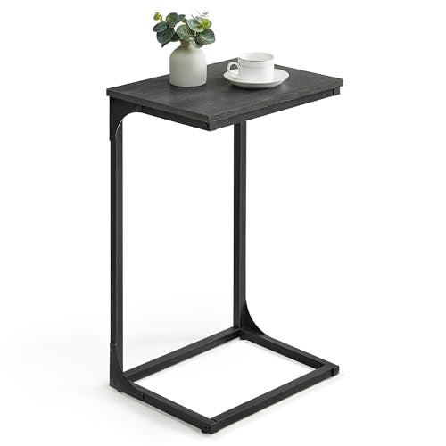 VASAGLE C-Shaped End Table, Side Table for Sofa with Metal Frame | Couch Table, Small TV Tray Table for Living Room, Bedroom, Misty Gray and Black, Barnet Collection ULET353B68 - color: Misty Gray + Black