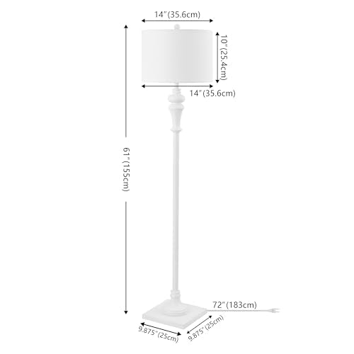 SAFAVIEH Lighting - Norla 61-Inch Standing Floor Lamp - White - Fabric Drum Shade - Traditional Slim-Pole Design - Ideal for Living Room, Bedroom, Home Office - LED Bulb Included (FLL4082B) - color: White
