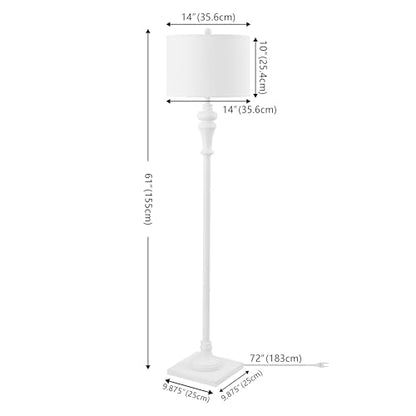 SAFAVIEH Lighting - Norla 61-Inch Standing Floor Lamp - White - Fabric Drum Shade - Traditional Slim-Pole Design - Ideal for Living Room, Bedroom, Home Office - LED Bulb Included (FLL4082B) - color: White