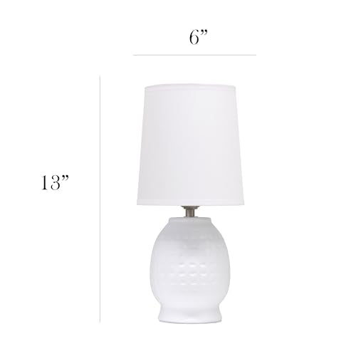 Simple Designs LT1161-OFF 12.5" Chic Glow Petite Dimpled Ceramic Table Lamp, for Bedroom, Office, Living Room, Stylish Spaces, Off White - color: Off-White