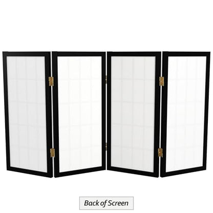 2 ft. Short Desktop Window Pane Shoji Screen - Black - 4 Panels - color: Black, size: 4 Panel