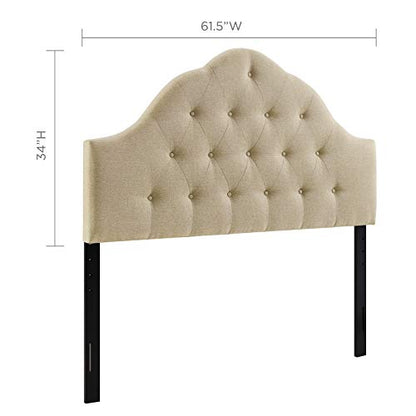 Modway Sovereign Tufted Button Linen Fabric Upholstered Queen Headboard in Beige - color: Beige, size: Queen