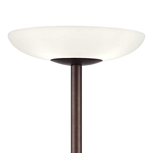 Meridian Light Blaster 72" Tall Bronze 4-Light Torchiere Floor Lamp | Modern Oiled Rubbed Frosted Glass Shade CFL Bulbs for Living Room Reading House Bedroom Home Office - color: Bronze