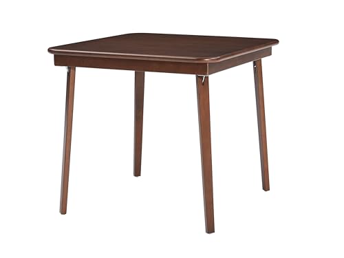Stakmore Classic Straight Edge Square Folding Card Table 32x32 - No Assembly Wooden Foldable Card Table, Bridge, Board Game, Steel Mechanism, Folding Legs, Space-Saving, Walnut Frame - color: Walnut