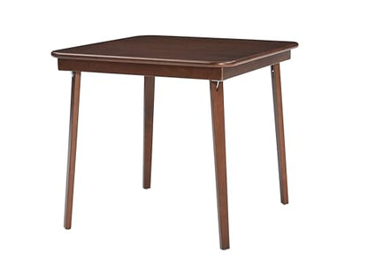 Stakmore Classic Straight Edge Square Folding Card Table 32x32 - No Assembly Wooden Foldable Card Table, Bridge, Board Game, Steel Mechanism, Folding Legs, Space-Saving, Walnut Frame - color: Walnut