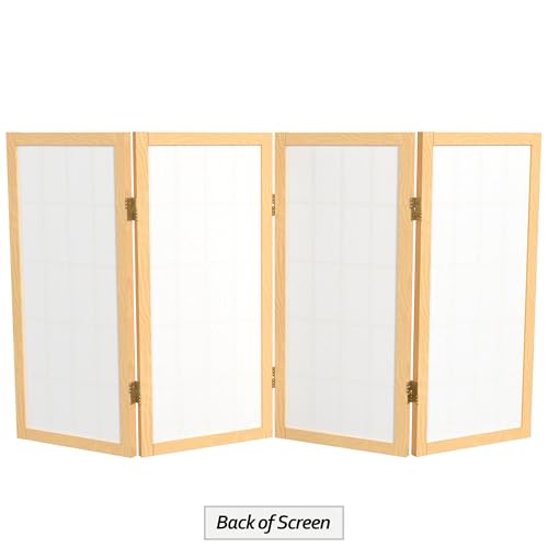 2 ft. Short Desktop Window Pane Shoji Screen - Natural - 4 Panels - color: Natural, size: 4 Panel