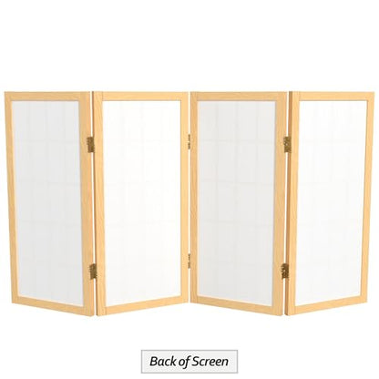 2 ft. Short Desktop Window Pane Shoji Screen - Natural - 4 Panels - color: Natural, size: 4 Panel