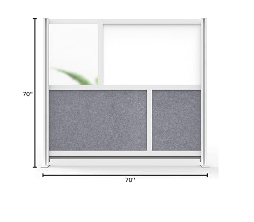 Workflow Modular Wall | Room Divider with Whiteboard, Sound Dampening, & Frosted Acrylic Panels | Expandable Office Partition for Privacy & Stability (53" x 48") - size: 53" x 48"