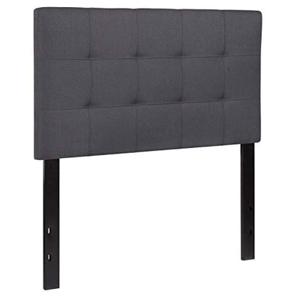 Quilted Tufted Upholstered Twin Size Headboard in Dark Gray Fabric - color: Dark Gray, size: Twin