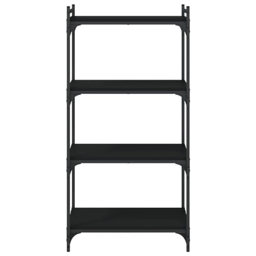 4-Tier Industrial Bookshelf, Black Open Bookcase with Metal Frame, Storage Display Rack for Living Room, Home Office, 23.6" x 11.8" x 47.2" - color: Black 7