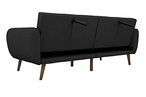 Novogratz Brittany 82 Inch Futon Sofa Bed in Faux Leather, Upholstered Couch Sleeper with Tufted Back, Mid-Century Modern Design, Dark Gray - color: Dark Gray