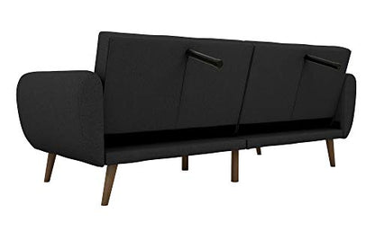 Novogratz Brittany 82 Inch Futon Sofa Bed in Faux Leather, Upholstered Couch Sleeper with Tufted Back, Mid-Century Modern Design, Dark Gray - color: Dark Gray