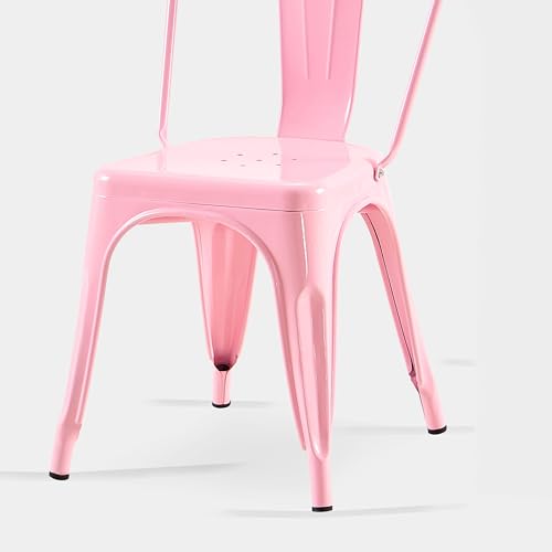 AC Pacific 18 Inch Seat Height Industrial Metal Dining Chairs, Stackable Kitchen or Bar Seat, Durable Modern Design, Versatile Accent Furniture, Set of 2, Pink - color: Pink, size: Set of 2