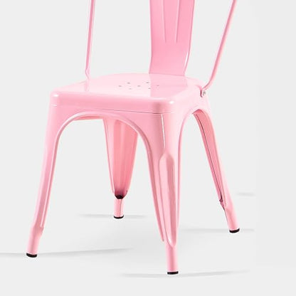 AC Pacific 18 Inch Seat Height Industrial Metal Dining Chairs, Stackable Kitchen or Bar Seat, Durable Modern Design, Versatile Accent Furniture, Set of 2, Pink - color: Pink, size: Set of 2