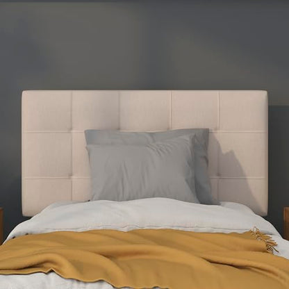 Quilted Tufted Upholstered Twin Size Headboard in Beige Fabric - color: Beige, size: Twin