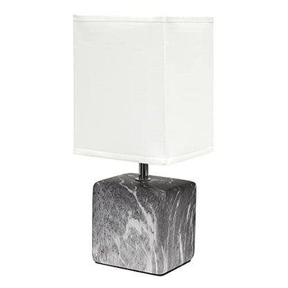 Simple Designs LT2071-BAW Gray Black Petite Marbled Ceramic Bedside Mini Table Lamp with White Fabric Shade… - color: Marble Black/White Shade