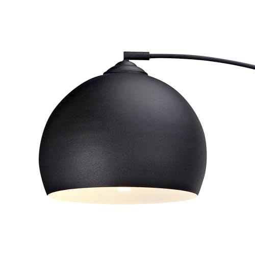 Teamson Home Arquer 66.93" Arc Floor Lamp for Living Rooms, Home Offices, Dining Rooms, Bedrooms with Faux Black Marble Base and Black Bell Shade - color: Black