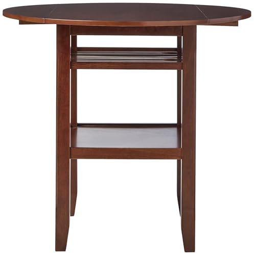 Acme 40" Dia Round Counter Height Table with 2 Drop Leaves & 2 Shelves Storage & Wood Frame for Dining Table Kitchen Bar Table for Dining Room Living Room, Easy Assembly, Cherry Finish