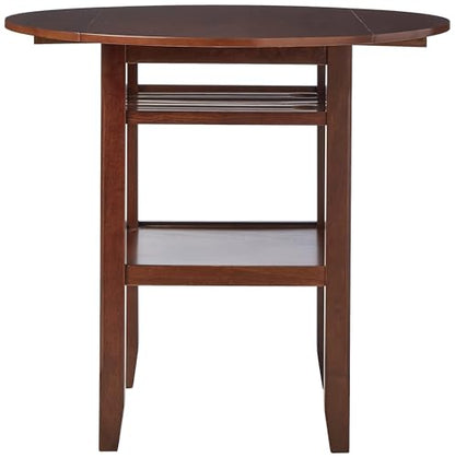 Acme 40" Dia Round Counter Height Table with 2 Drop Leaves & 2 Shelves Storage & Wood Frame for Dining Table Kitchen Bar Table for Dining Room Living Room, Easy Assembly, Cherry Finish