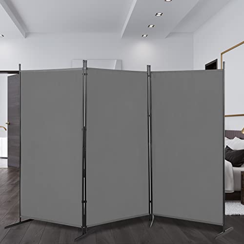 6FT Portable Room Dividers and Folding Privacy Screens,Fabric Divider for Room Separation, 3 Panel Partition Room Freestanding Wall Divider Screen for Dorm Studio Office (Gray) - color: Grey