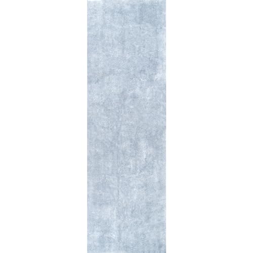 nuLOOM Loni Light Blue Solid Washable Runner Rug, 2' x 6' - color: Light Blue, size: 2'6" x 6' (Rectangular)