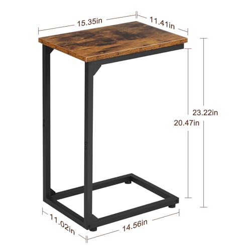 AMHANCIBLE C Shaped End Table Set of 2, Couch Side Table that Slide Under | TV Trays for Eating on Couch, Narrow Small Space Side Tables for Living Room Bedroom, Rustic Brown - color: Rustic Brown