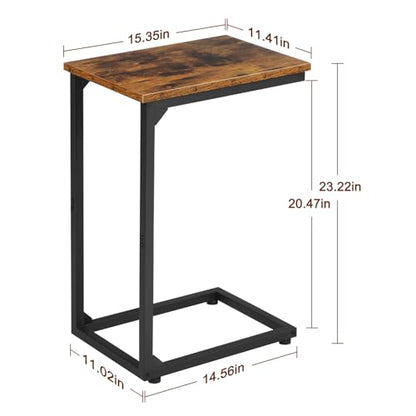 AMHANCIBLE C Shaped End Table Set of 2, Couch Side Table that Slide Under | TV Trays for Eating on Couch, Narrow Small Space Side Tables for Living Room Bedroom, Rustic Brown - color: Rustic Brown
