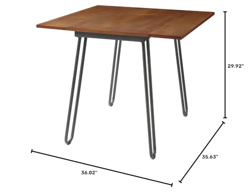 36" Mid‑Century Modern Dropleaf Wood & Metal Dining Table