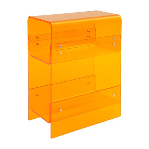3-Tier Narrow Acrylic Side Table, Narrow End Table for Small Spaces, Side Table for Bedroom, Slim Small End Table (Orange)