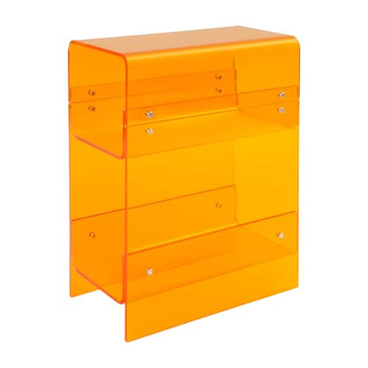 3-Tier Narrow Acrylic Side Table, Narrow End Table for Small Spaces, Side Table for Bedroom, Slim Small End Table (Orange)