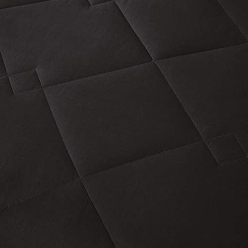 Comfort Spaces Vixie Reversible Comforter Set - Trendy Casual Geometric Quilted Cover, All Season Down Alternative Cozy Bedding, Matching Sham, Black/Gray, Twin/Twin XL 2 piece | Down Alternative, All Season, Bedding for Bedroom, Geometric Pattern, Revers