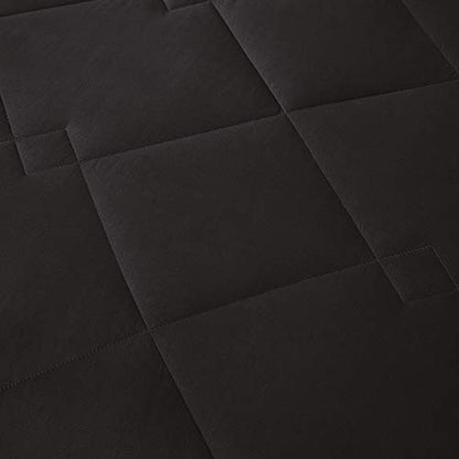 Comfort Spaces Vixie Reversible Comforter Set - Trendy Casual Geometric Quilted Cover, All Season Down Alternative Cozy Bedding, Matching Sham, Black/Gray, Full/Queen 3 piece | Down Alternative, All Season, Bedding for Bedroom, Geometric Pattern, Reversib