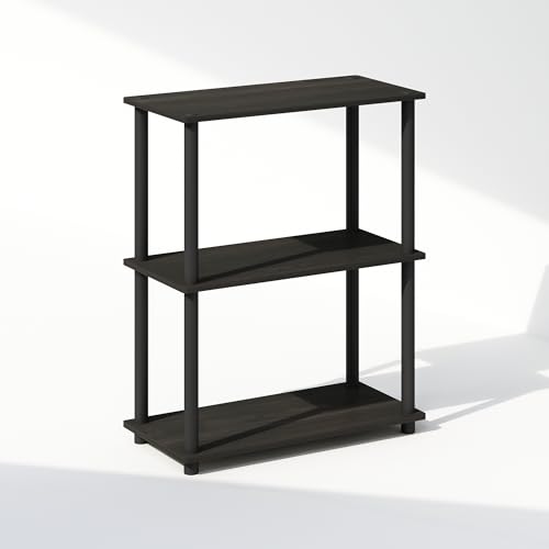 Furinno Turn-N-Tube Book Shelf, 3-Tier Bookshelf, Bookcase with Multipurpose Compact Display Rack, 11.6 x 23.6 x 29.6, for Living Room, Bedroom, Home Office, Espresso/Black - color: Espresso/Black, size: 3-Tier Round Tube