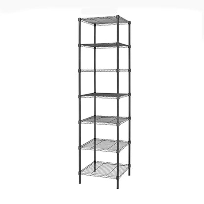 Finnhomy Heavy Duty 7 Tier Wire Shelving, 18x18x72 inches 7 Shelves Storage Rack with Thicken Steel Tube, Pantry Shelves for Storage, Adjustable Metal Shelving Unit, NSF Certified, Black - size: 72"H-Black