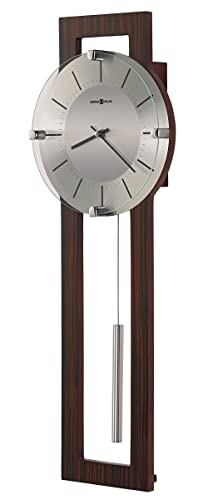 Howard Miller Mela Wall Clock with Pendulum | Wooden Frame, Silver Dial, Analog Quartz | Modern Minimalist Decor for Living Room, Office