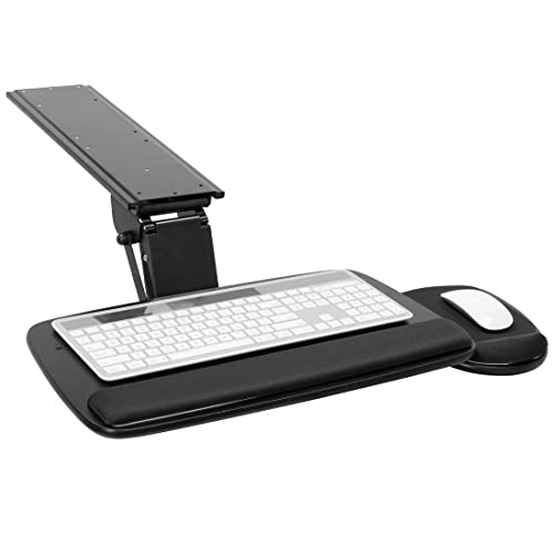 Mount-It! Under Desk Keyboard Tray, Adjustable Slide-Out Keyboard, Black | With Mouse Platform, 20.5" W × 11" D, Ergonomic Wrist Rest, Tilt & Swivel, Heavy-Duty Bolt-On Keyboard Drawer for Home Office - color: Black