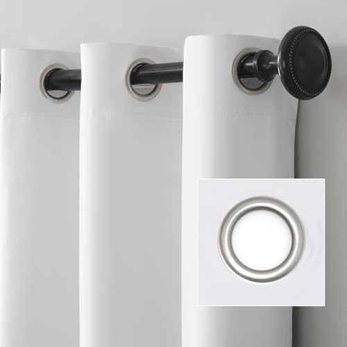 Sun Zero Columbia 2-Pack Thermal Energy Saving 100% Blackout Grommet Curtain Panel Pair, 50" x 84", Dove White - color: White, size: 50"W x 84"L (Pack of 2)